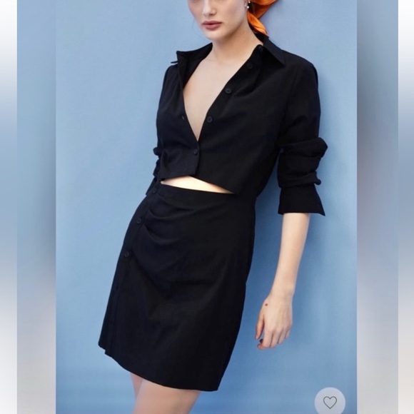 Mango MNG - NWOT black cutout button front mini shirt dress - Picture 9 of 13